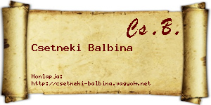 Csetneki Balbina névjegykártya